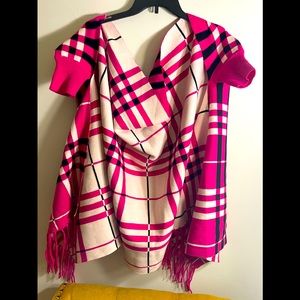 Women’s pink black and beige shawl wrap